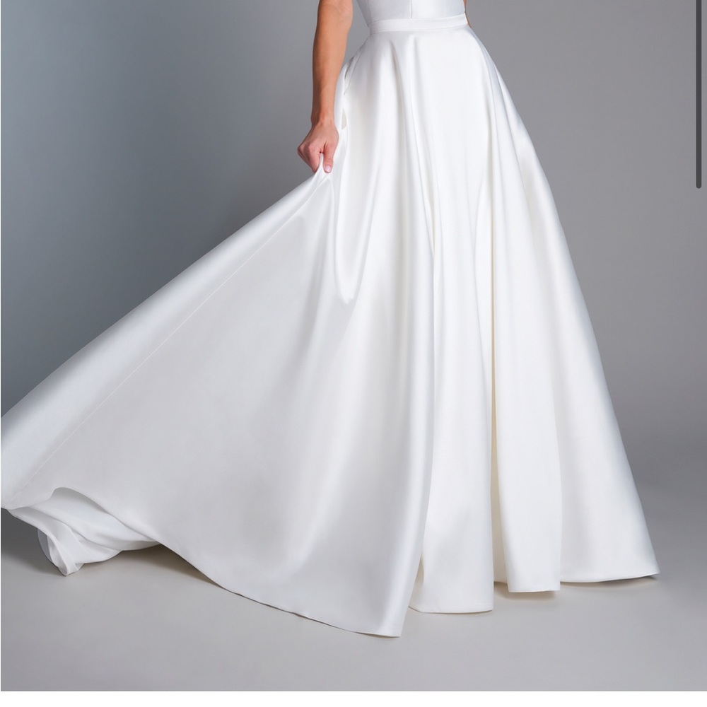 JUSTIN ALEXANDER Mikado Overskirt with Chapel Length Train